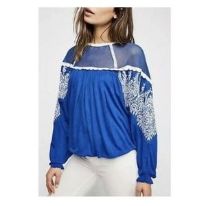 Free People Carly Embroidered Blouse